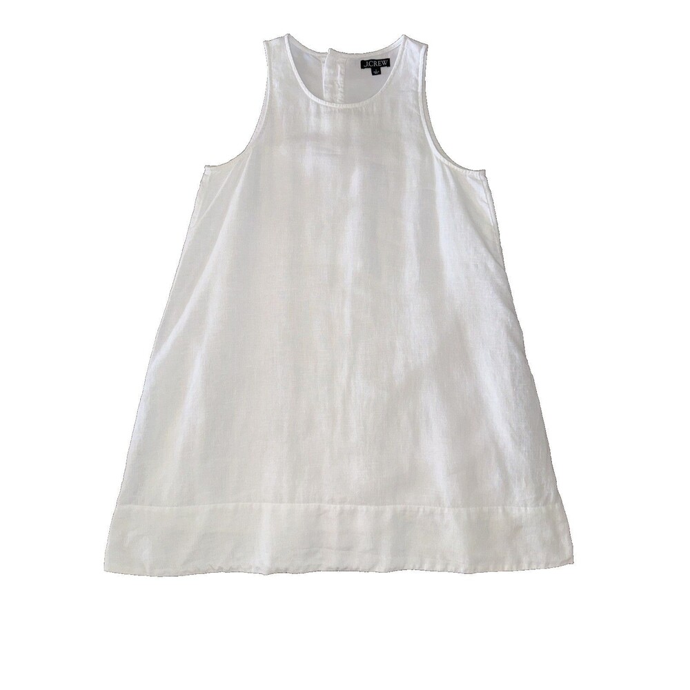 J.Crew White Linen Sleeveless Shift Dress Lightweight Back Button Minimalist S - Picture 10 of 14